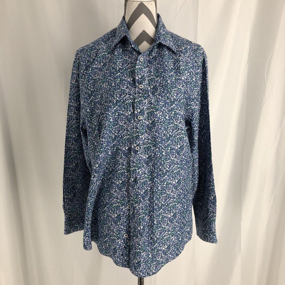 Nick Graham Slim Fit Floral Button Up Shirt Mens 15.5 Medium 32-33